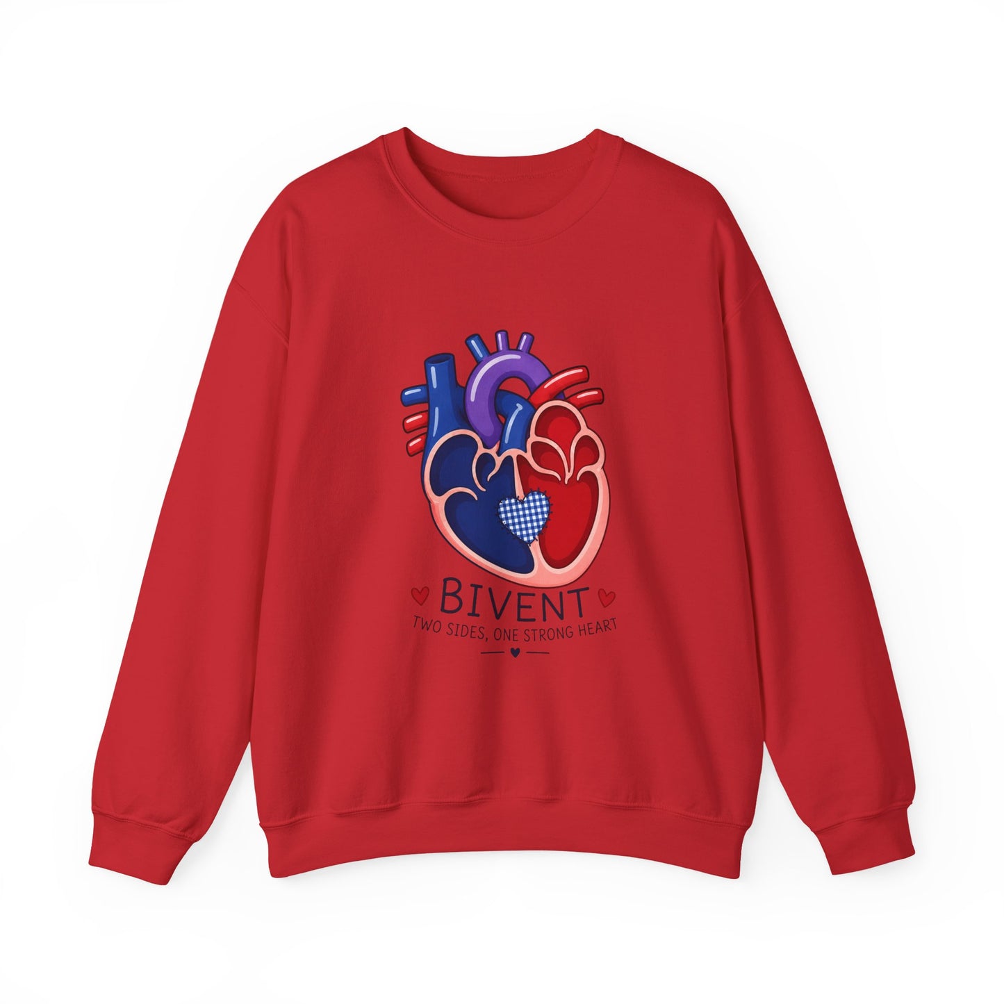 Bivent Heart Anatomy Sweatshirt — Bi Pride ‘Two Sides, One Strong Heart’ Crewneck