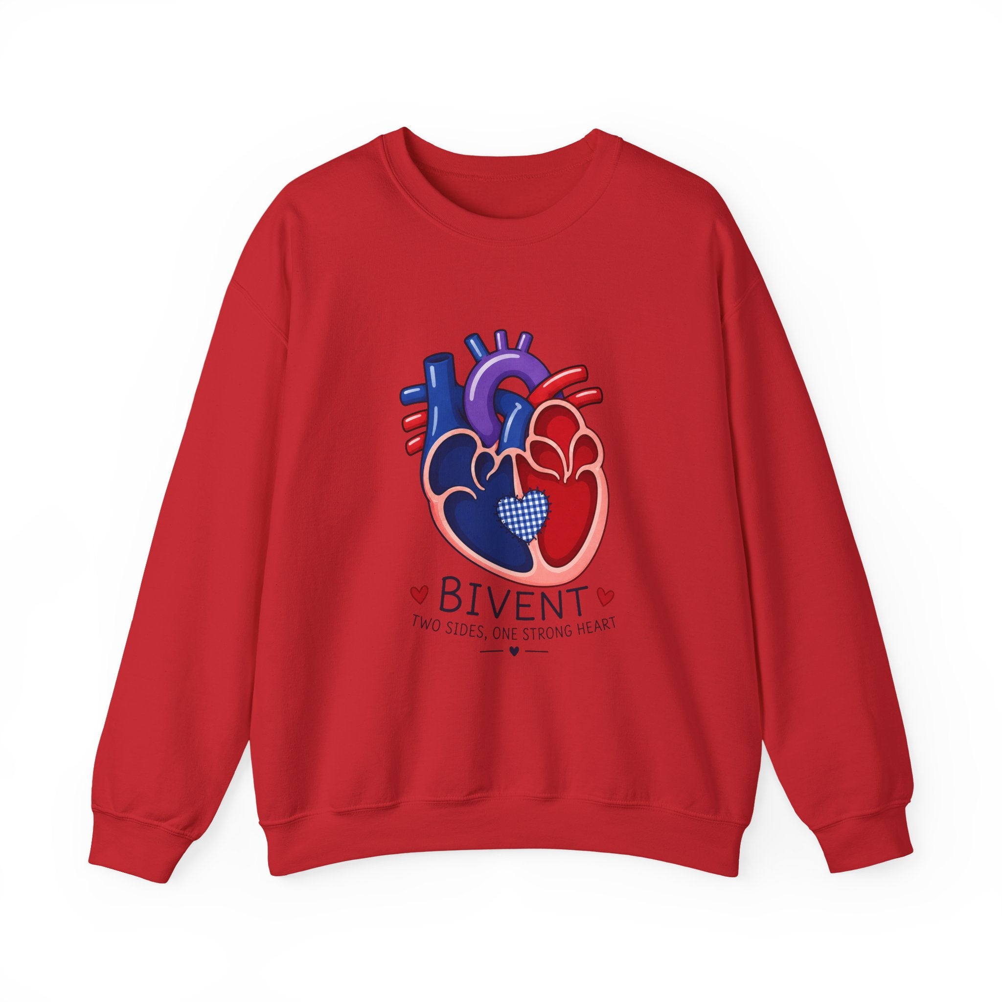 Bivent Heart Anatomy Sweatshirt — Bi Pride ‘Two Sides, One Strong Heart’ Crewneck