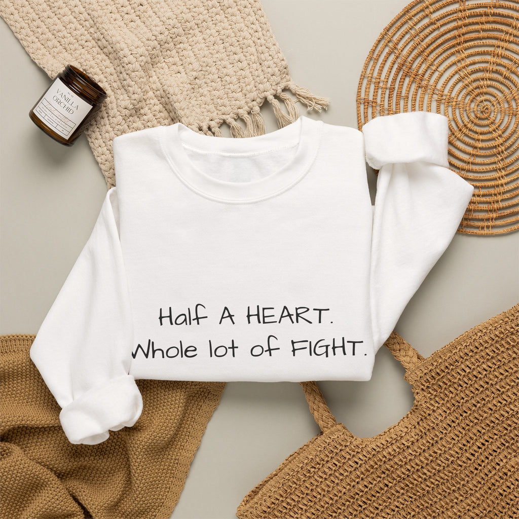 Half a Heart Crewneck Sweatshirt — HLHS awareness