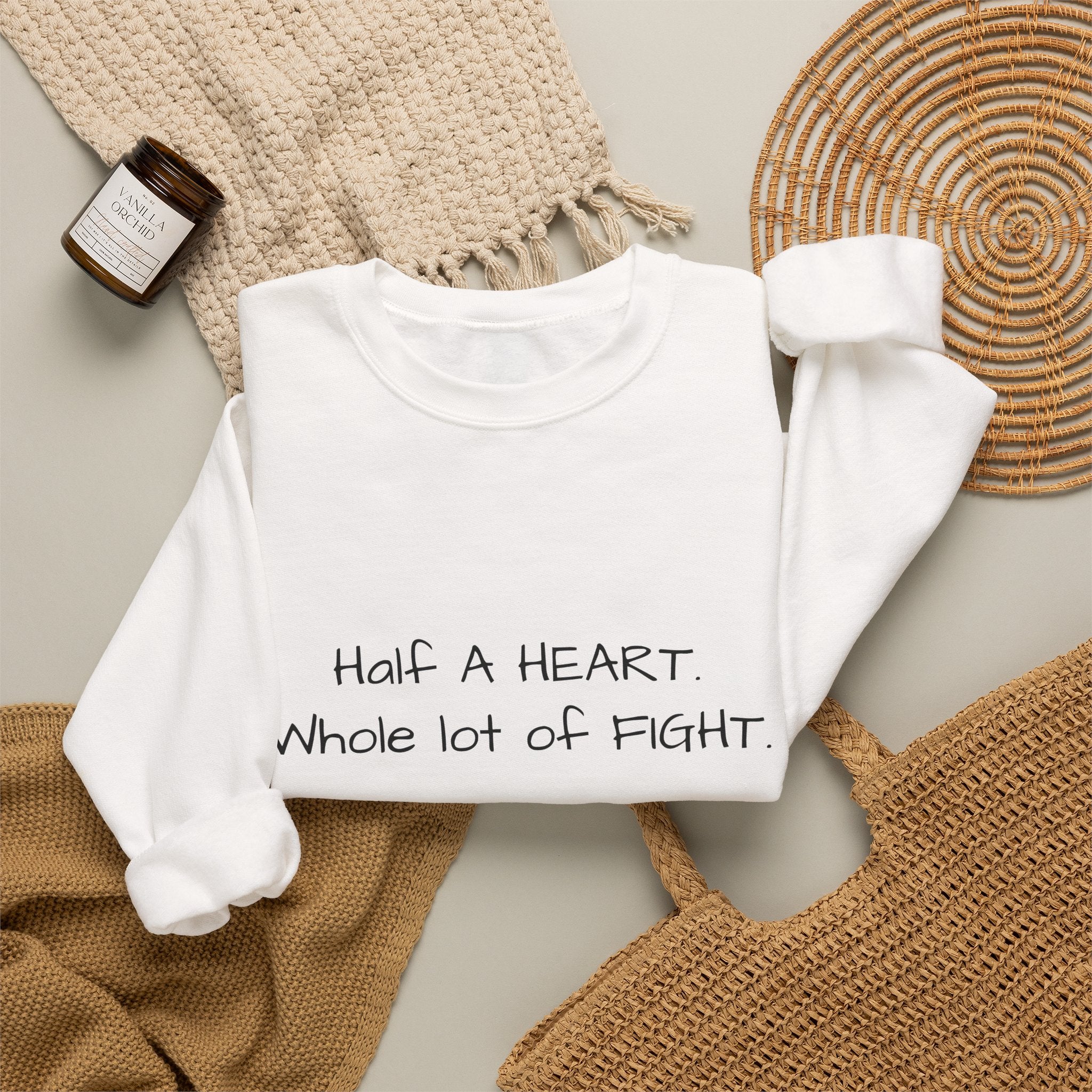 Half a Heart Crewneck Sweatshirt — HLHS awareness