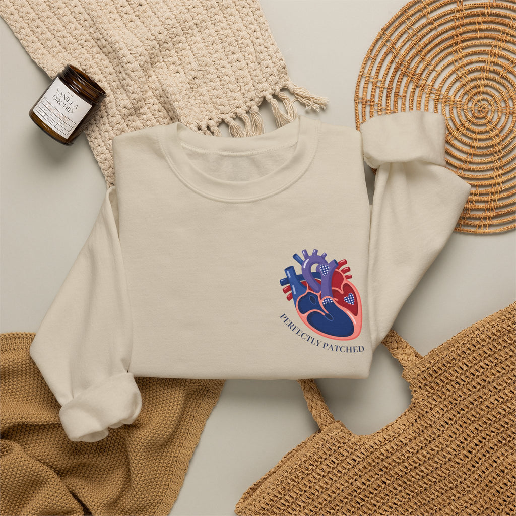 Anatomical Heart Crewneck Sweatshirt — Red & Blue Heart Design