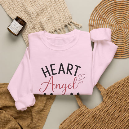 Sweatshirt — "Heart Angel Mom" Memorial Crewneck for Grieving Mothers