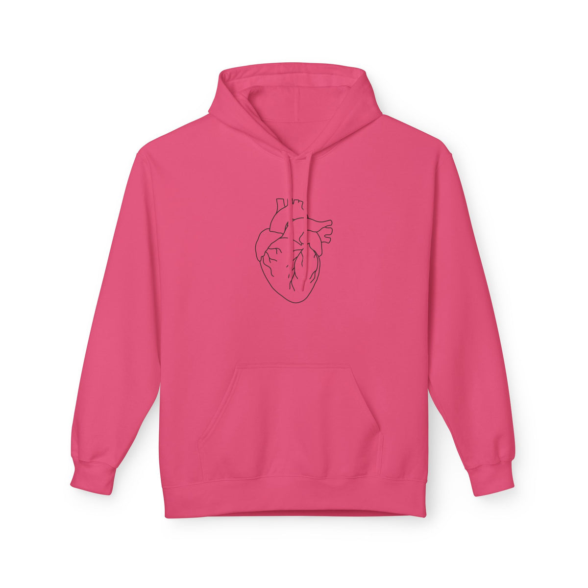 Minimal Anatomical Heart Hoodie — Line Art Medical Heart Pullover