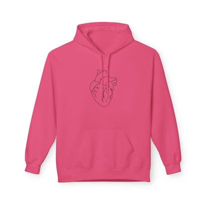 Minimal Anatomical Heart Hoodie — Line Art Medical Heart Pullover