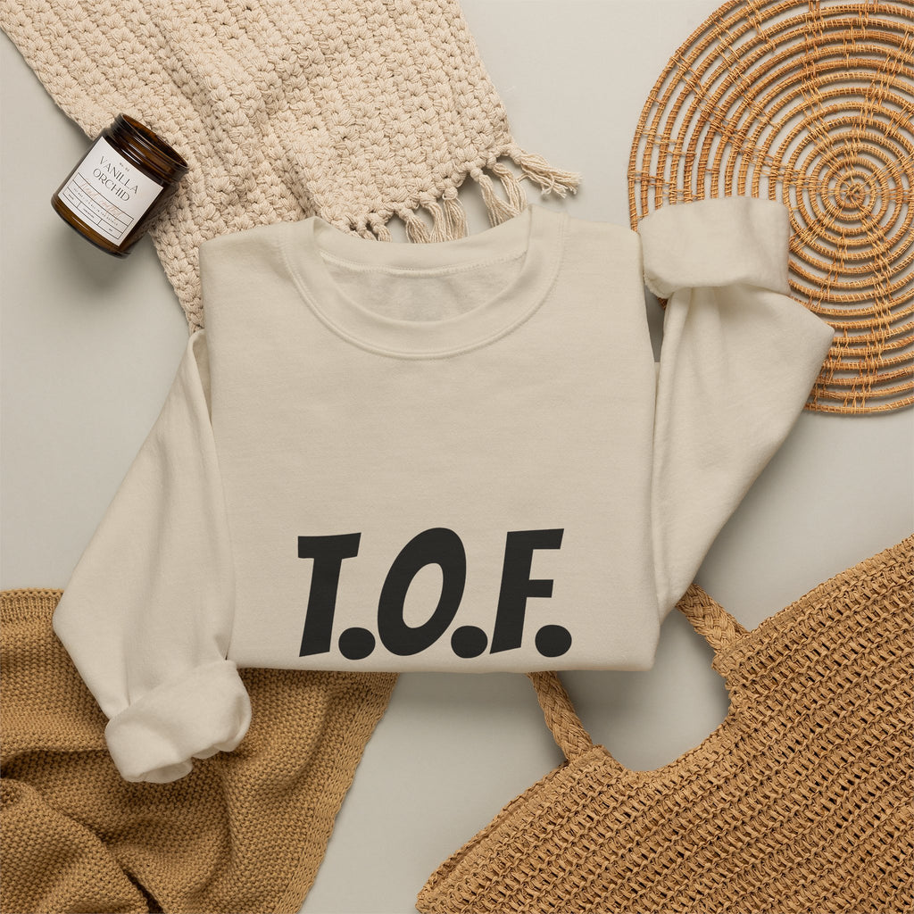 T.O.F. Tough Crewneck Sweatshirt — Minimal Heart Graphic