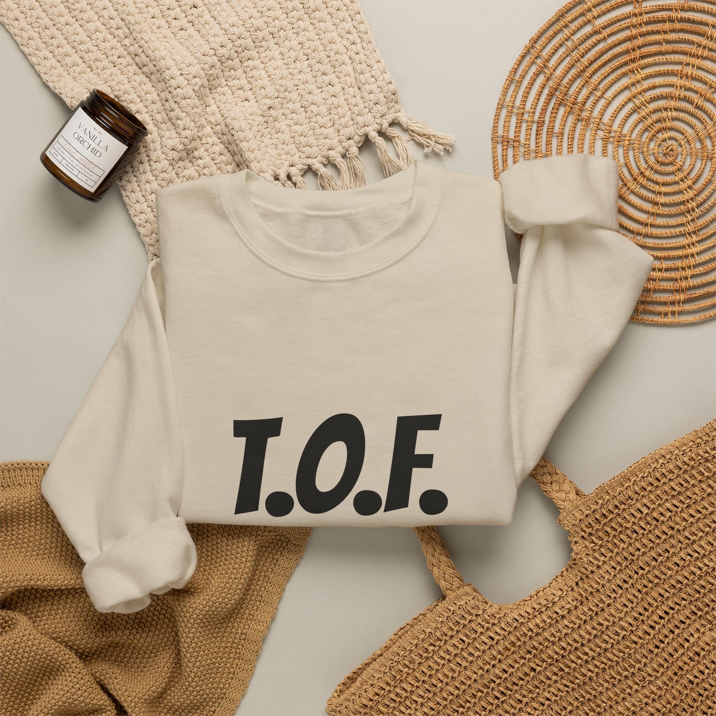 T.O.F. Tough Crewneck Sweatshirt — Minimal Heart Graphic