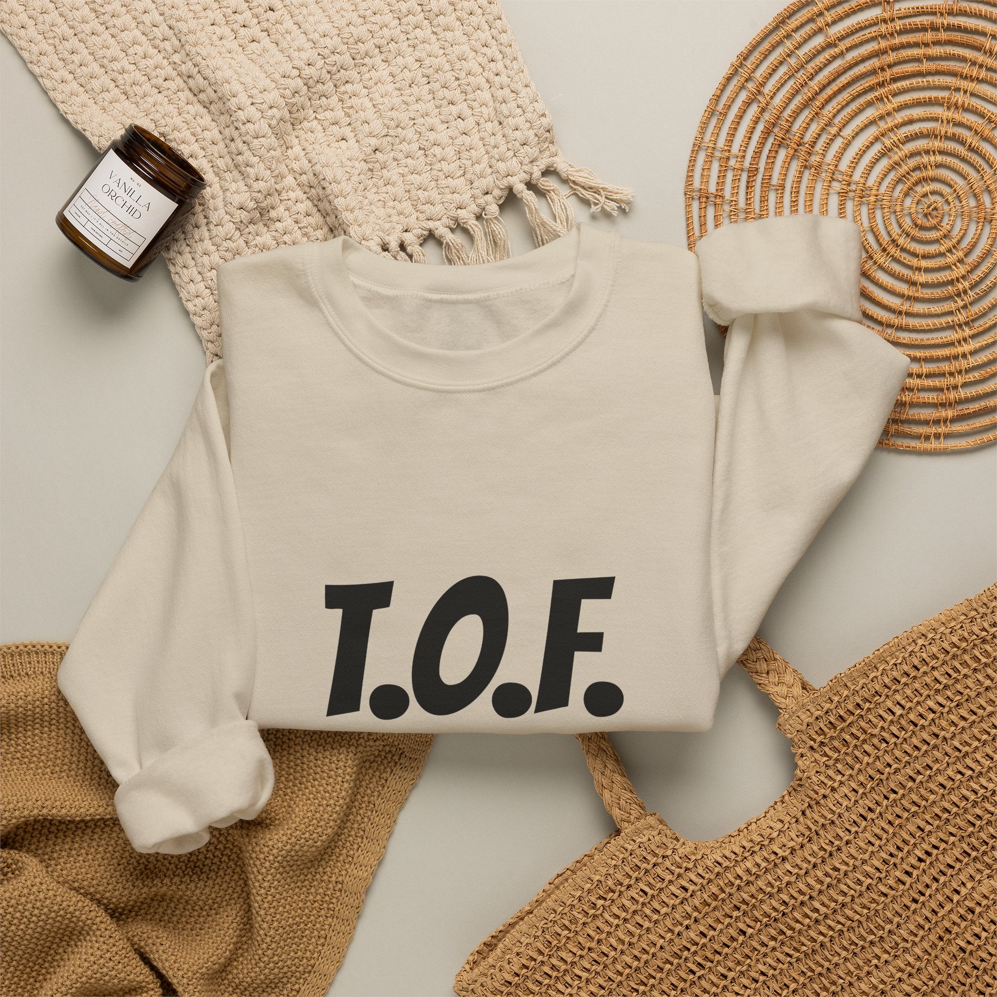 T.O.F. Tough Crewneck Sweatshirt — Minimal Heart Graphic