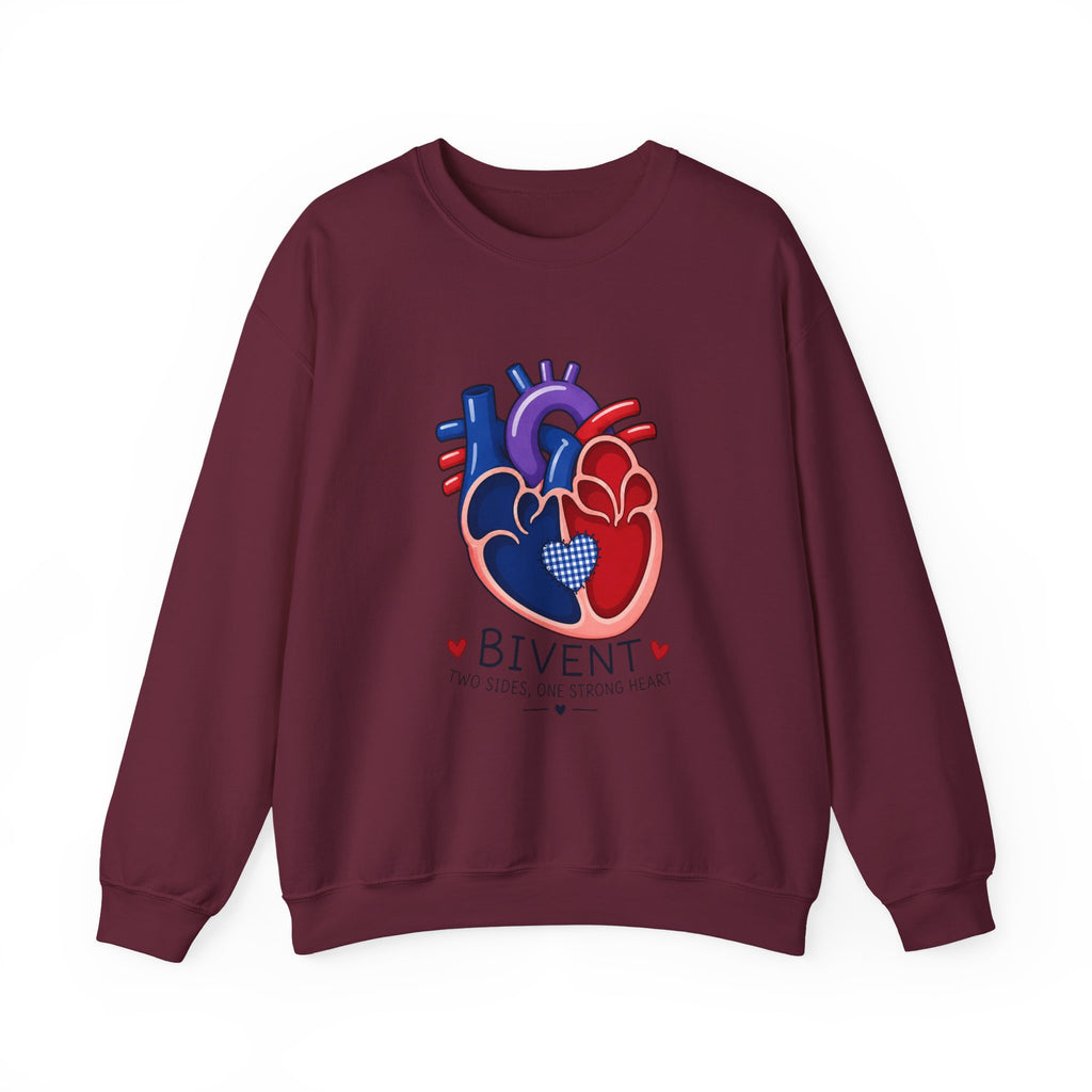 Bivent Heart Anatomy Sweatshirt — Bi Pride ‘Two Sides, One Strong Heart’ Crewneck