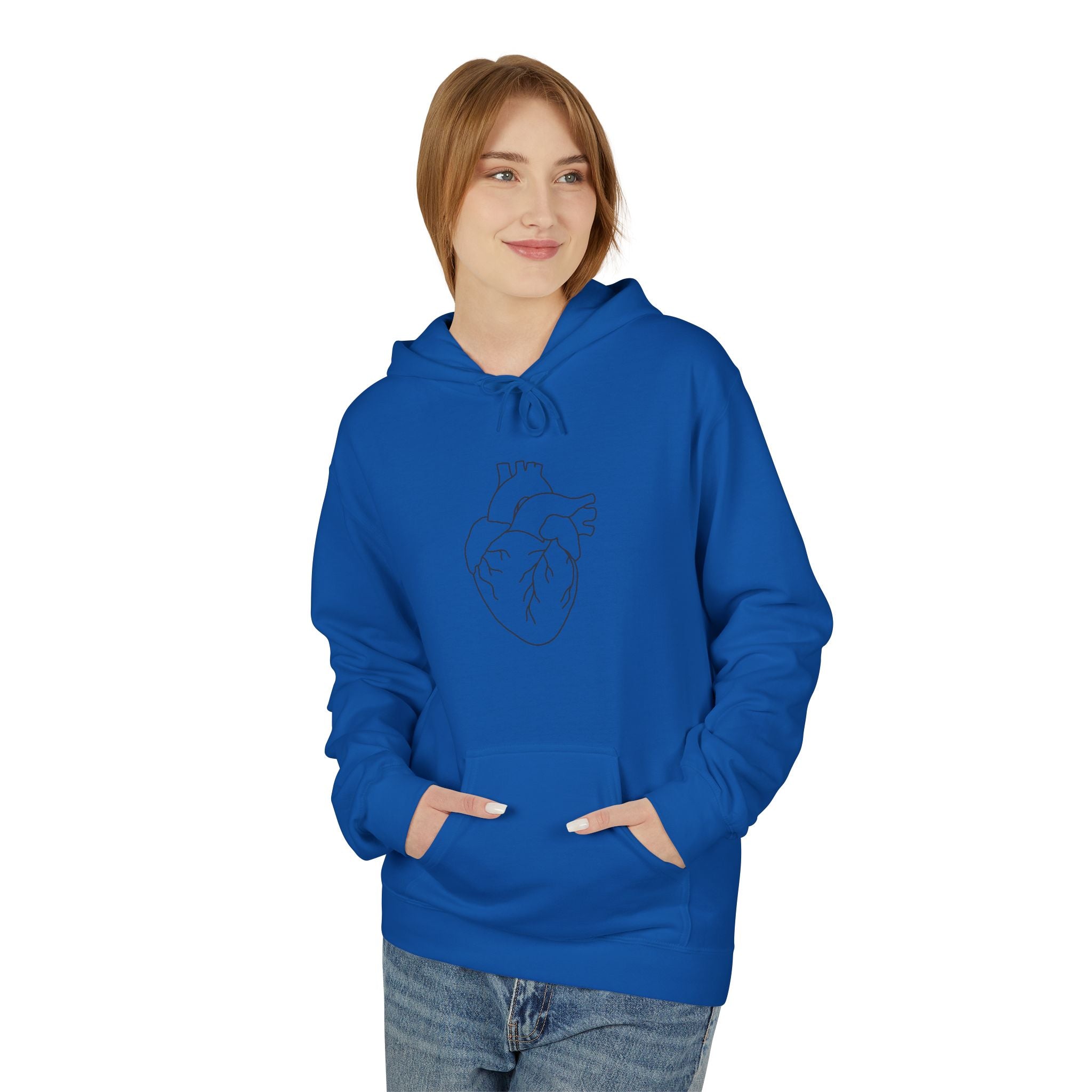 Minimal Anatomical Heart Hoodie — Line Art Medical Heart Pullover