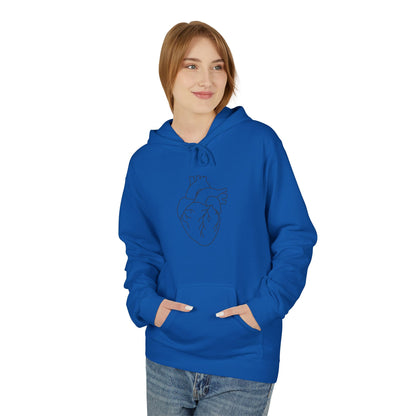Minimal Anatomical Heart Hoodie — Line Art Medical Heart Pullover