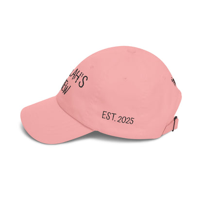 Delilah's Crew Embroidered Dad Cap — Personalized White Baseball Hat ("1 in 100" Back)