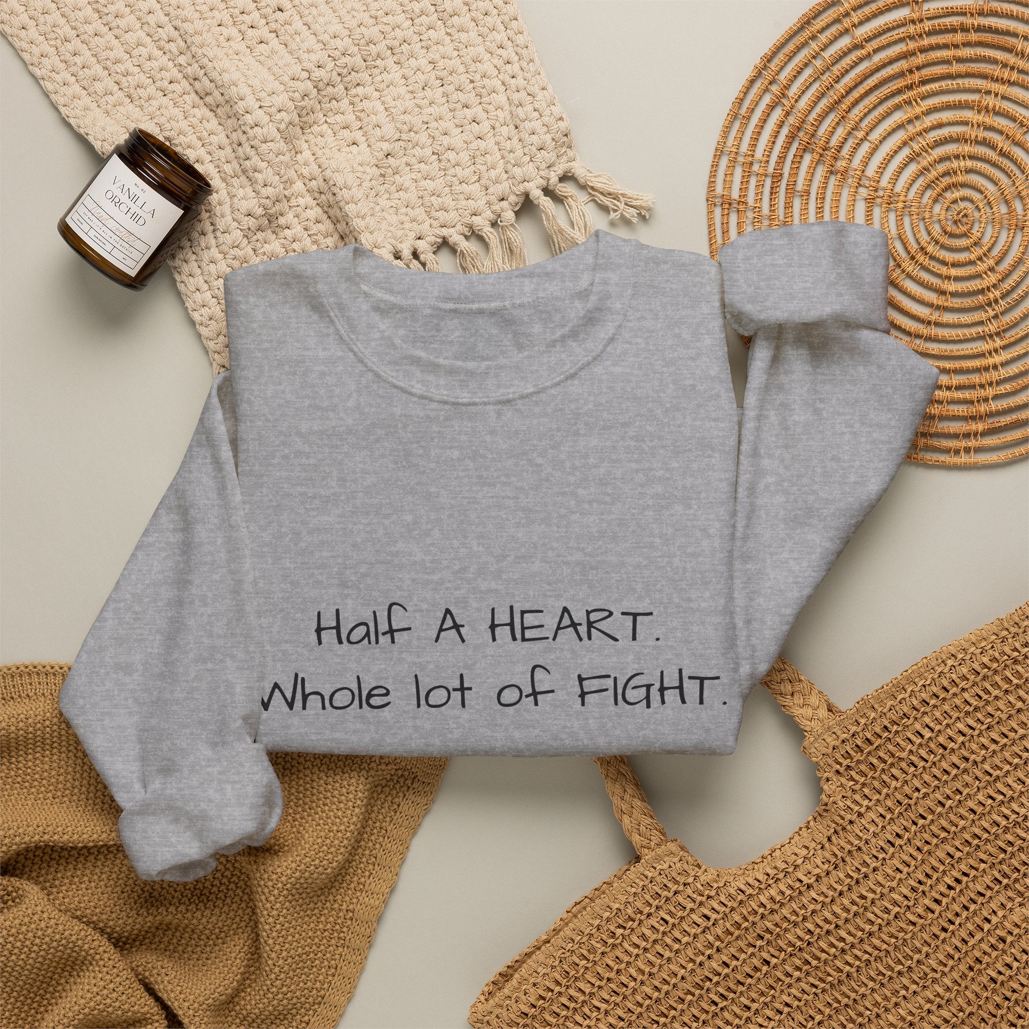 Half a Heart Crewneck Sweatshirt — HLHS awareness
