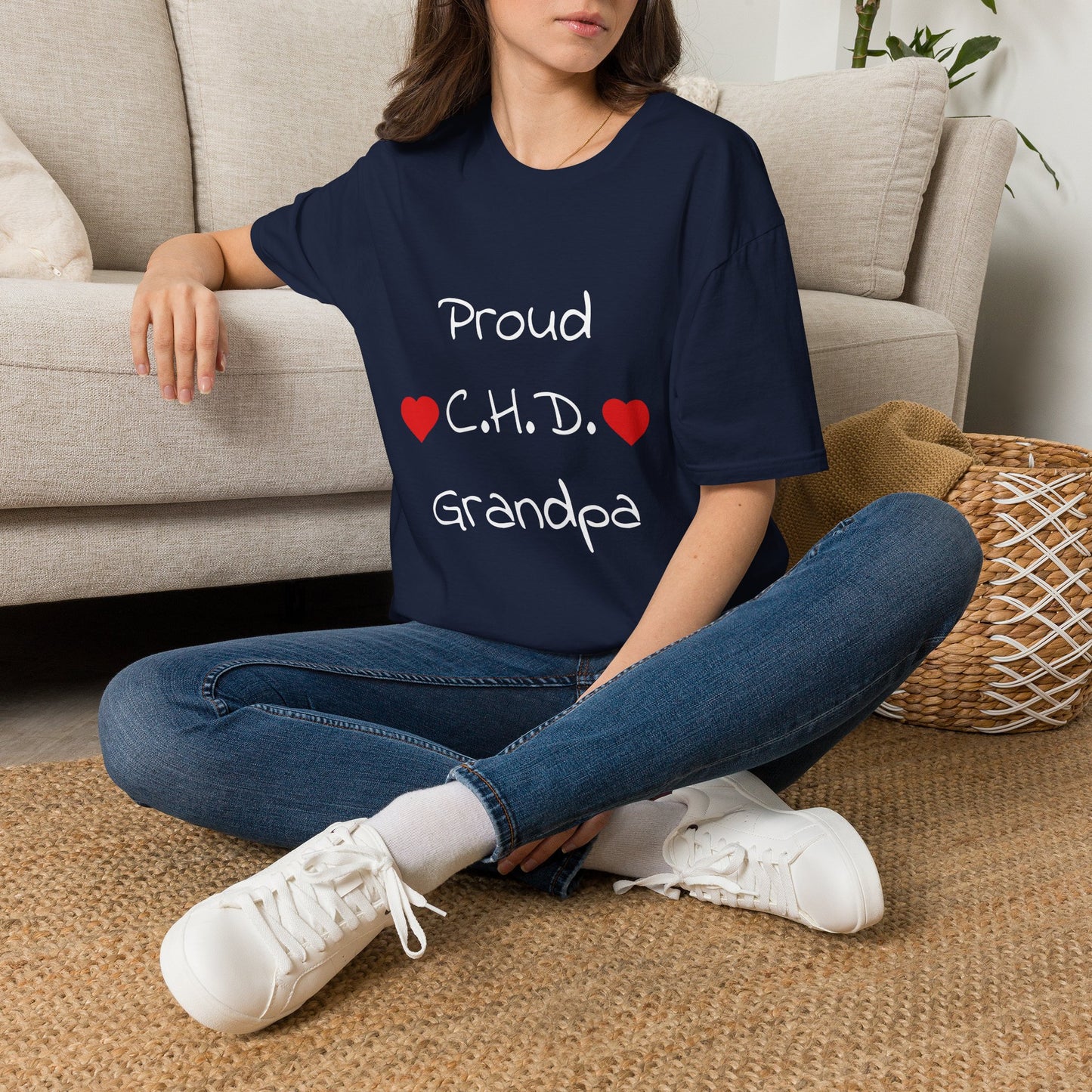 Proud C.H.D. T‑Shirt — Heart Support Shirt for CHD Awareness (Grandpa)