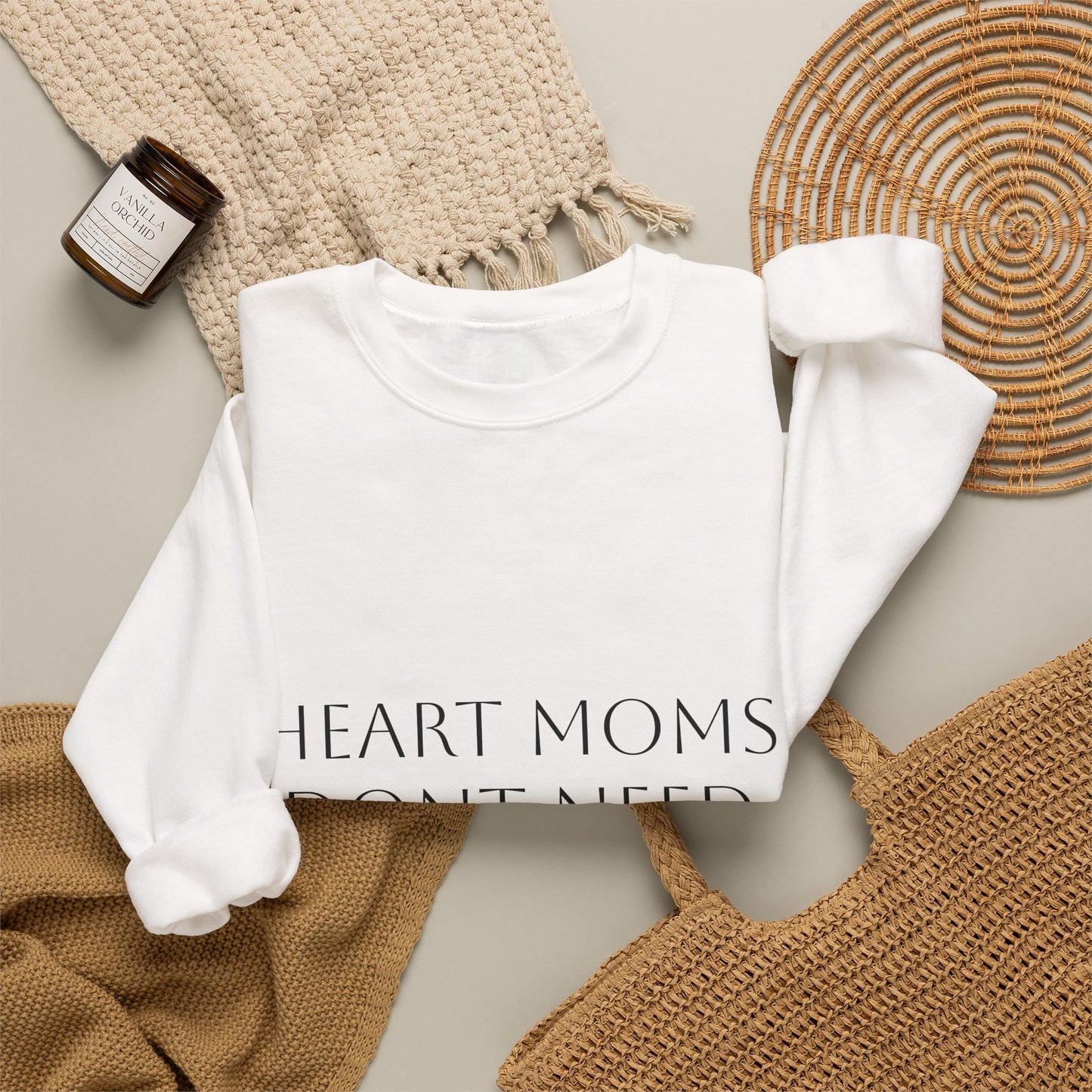 Crewneck Sweatshirt — "Heart Moms Don't Need Google" (We've Already Asked Cardiology)