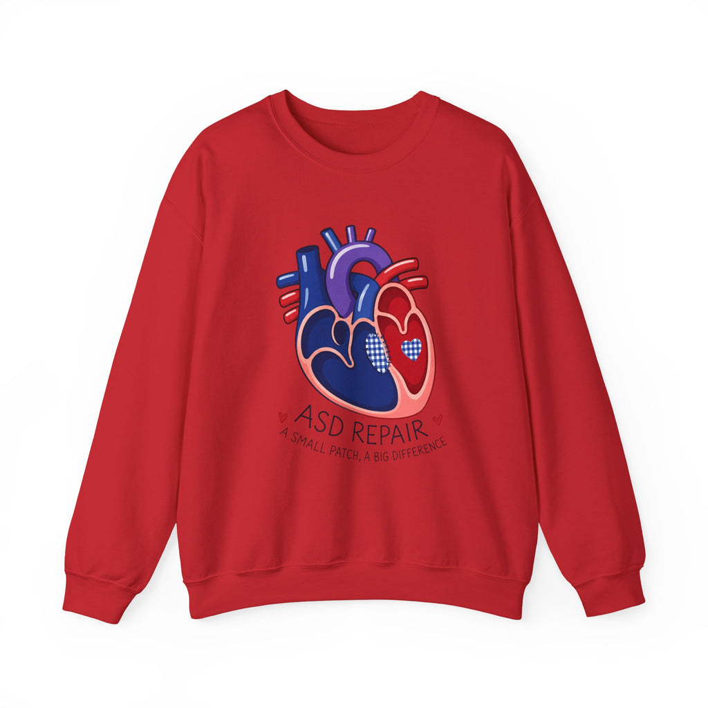 ASD Repair Heart Crewneck Sweatshirt — Autism Support Anatomical Heart Design