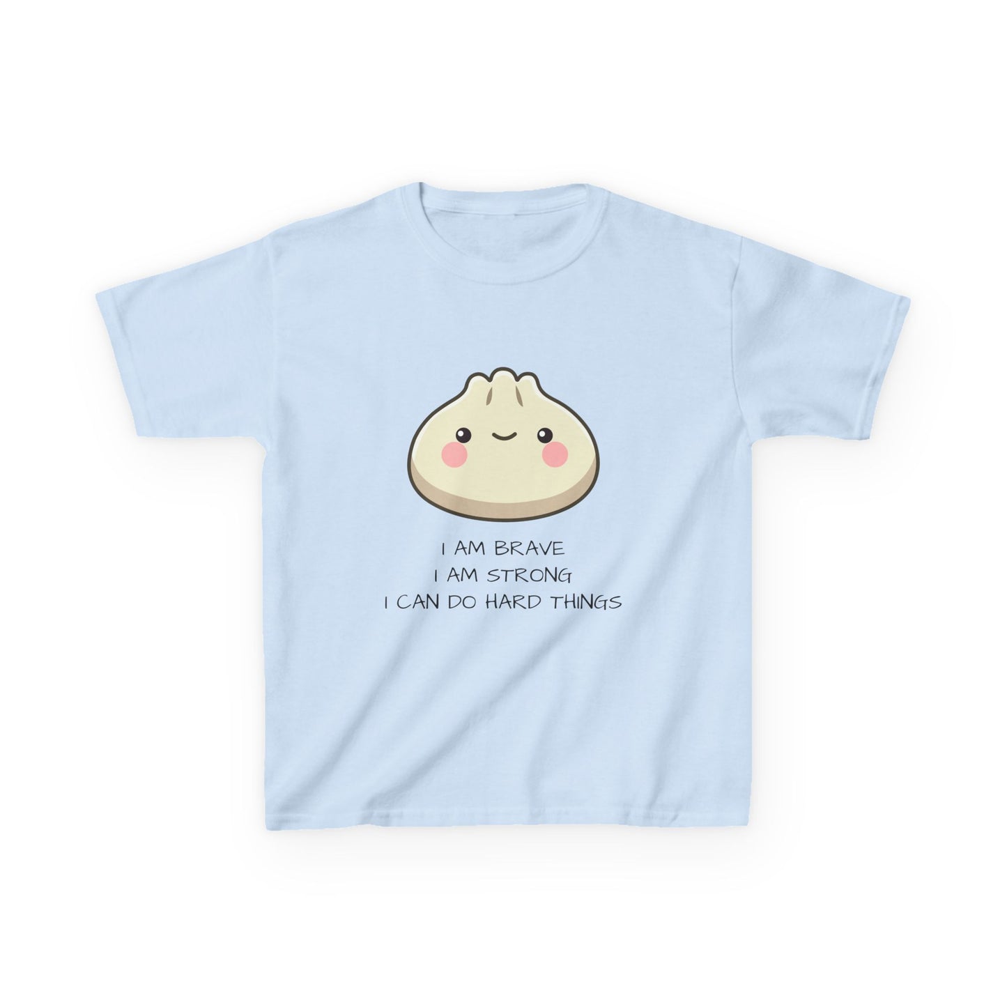 Marlee's Kids Tee — Cute Dumpling Graphic with 'I Am Brave, I Am Strong' Affirmation