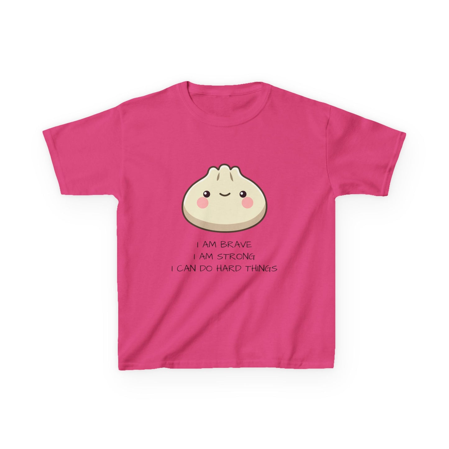 Marlee's Kids Tee — Cute Dumpling Graphic with 'I Am Brave, I Am Strong' Affirmation