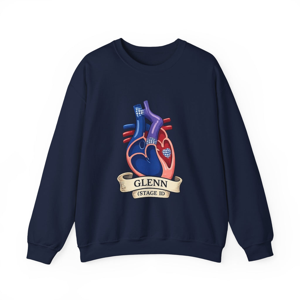 Heart Guitar Crewneck Sweatshirt — Personalized "GLENN (STAGE ID)" Musician Design