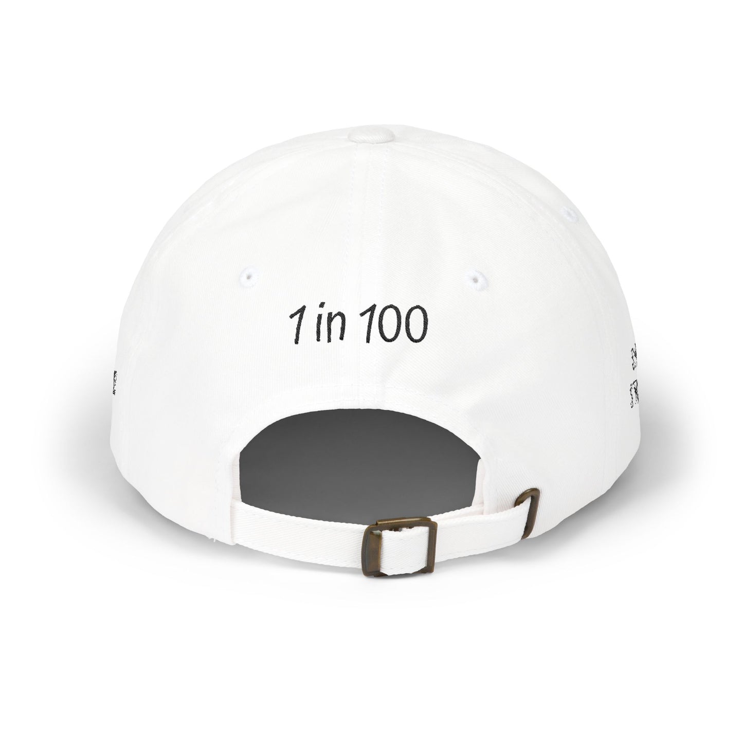 Delilah's Crew Embroidered Dad Cap — Personalized White Baseball Hat ("1 in 100" Back)