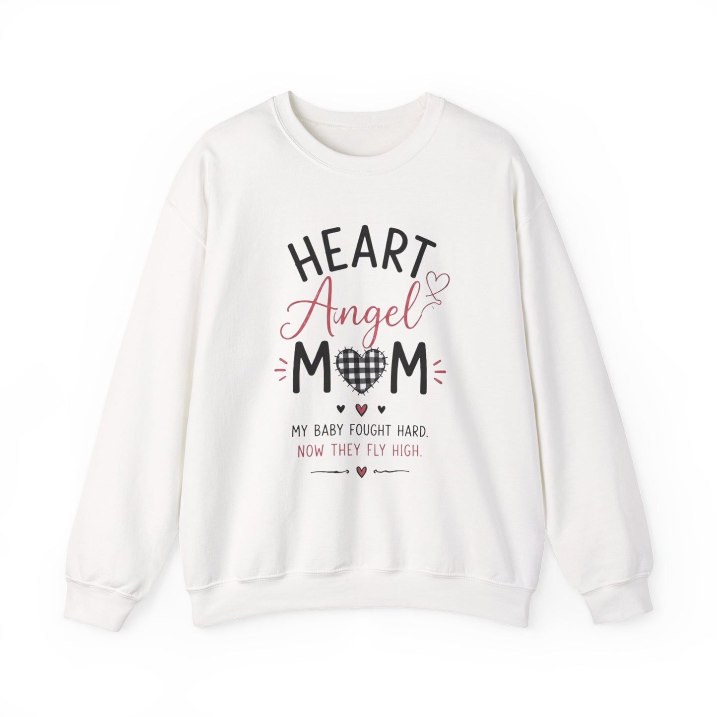 Sweatshirt — "Heart Angel Mom" Memorial Crewneck for Grieving Mothers
