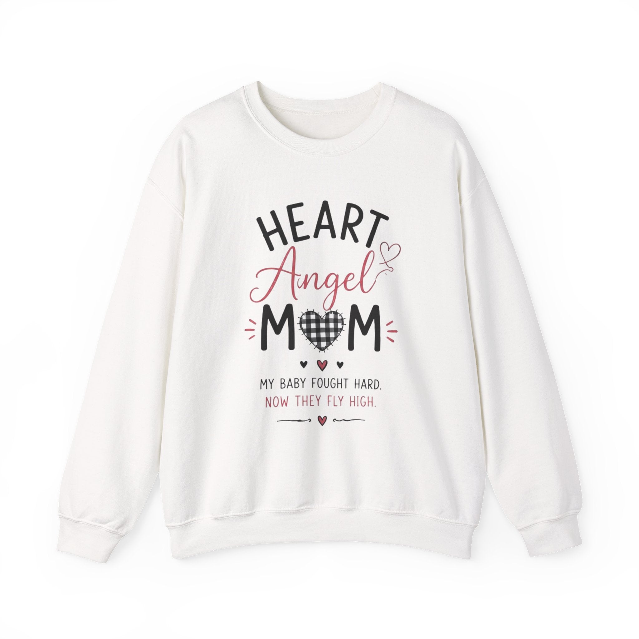 Sweatshirt — "Heart Angel Mom" Memorial Crewneck for Grieving Mothers