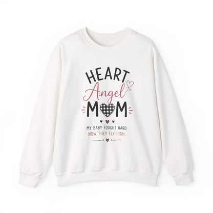 Sweatshirt — "Heart Angel Mom" Memorial Crewneck for Grieving Mothers