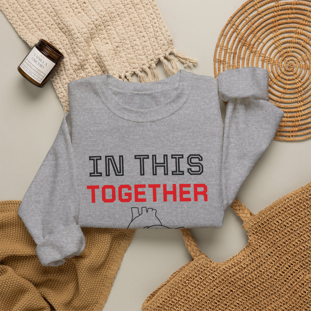 Crewneck Sweatshirt — "In This Together" Heart Awareness Pullover