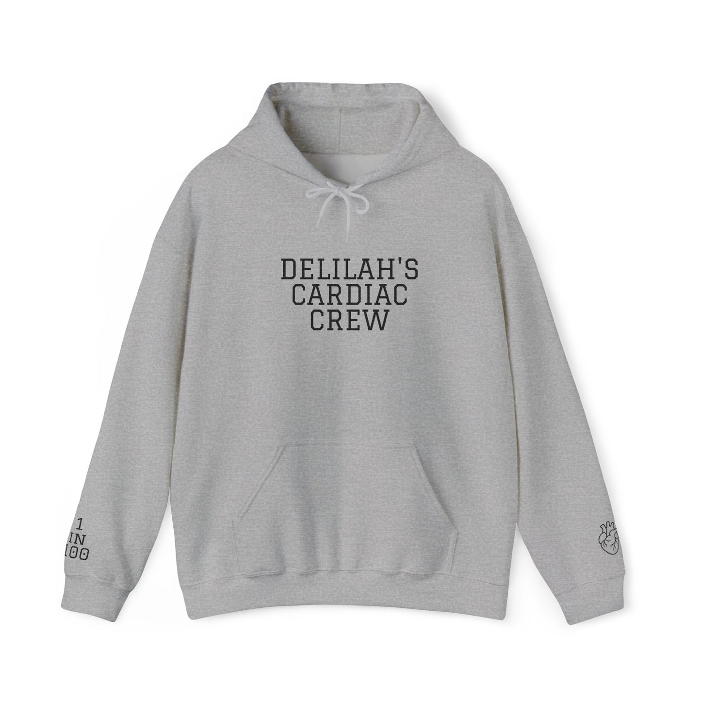 Delilah’s Cardiac Crew Hoodie — Personalized Heart Health Awareness Pullover