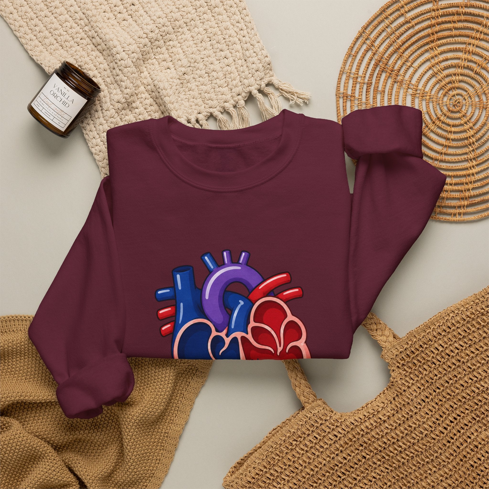 Bivent Heart Anatomy Sweatshirt — Bi Pride ‘Two Sides, One Strong Heart’ Crewneck