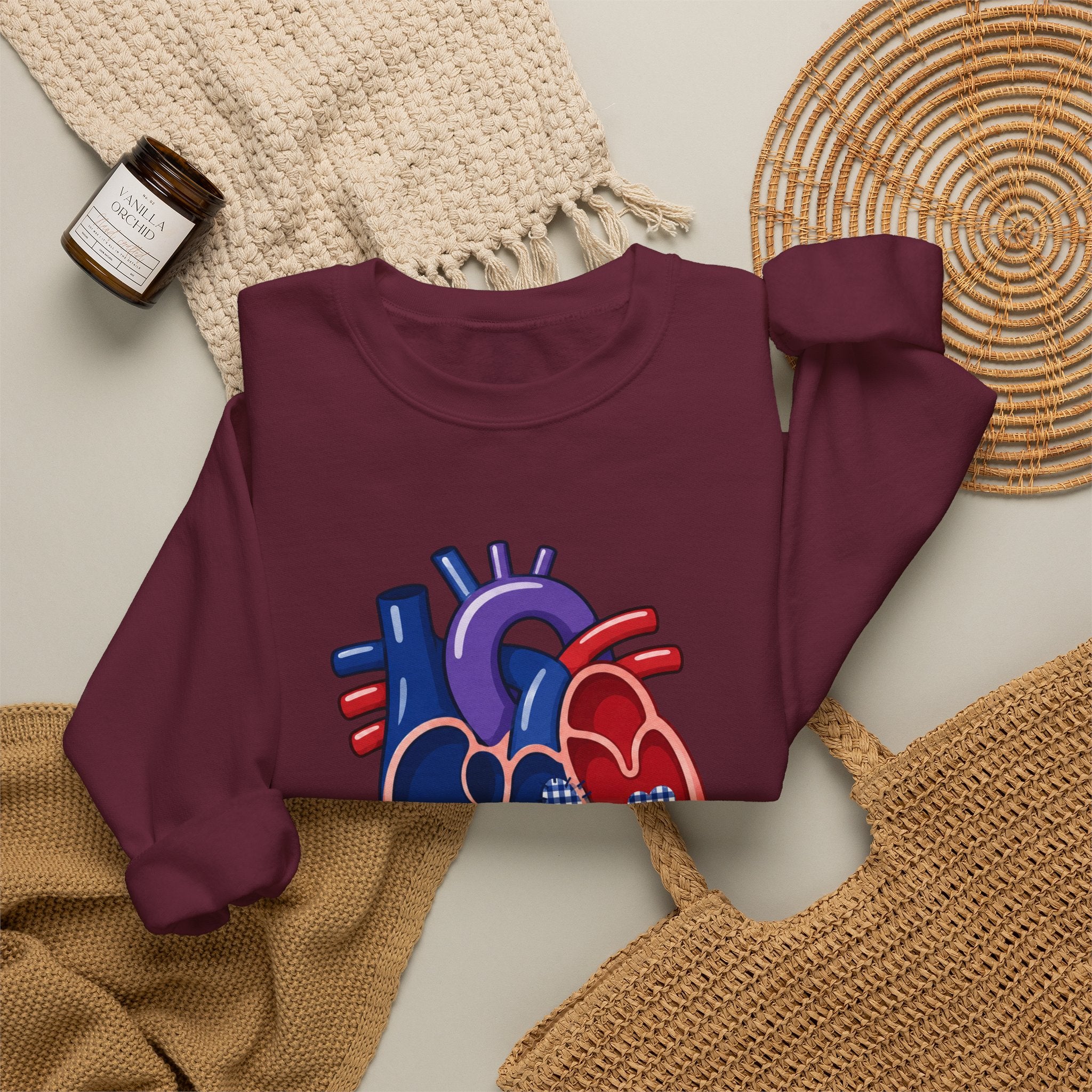 ASD Repair Heart Crewneck Sweatshirt — Autism Support Anatomical Heart Design